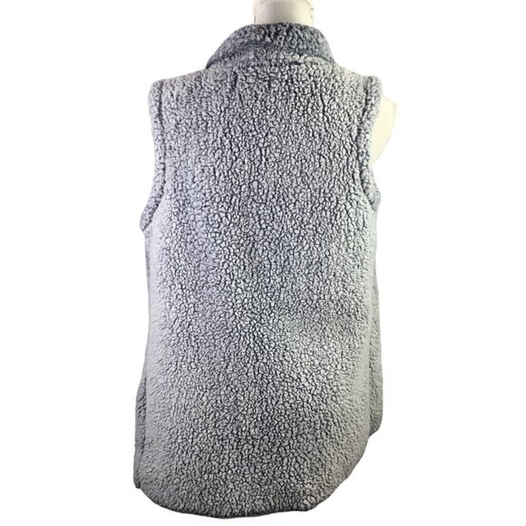 Koolaburra Ugg Sherpa Vest Two Tone Blue White Frosted Fuzzy Cozy Long Size XS - Picture 5 of 11